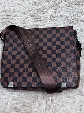 Brown iconic logo Checkered Messenger Bag